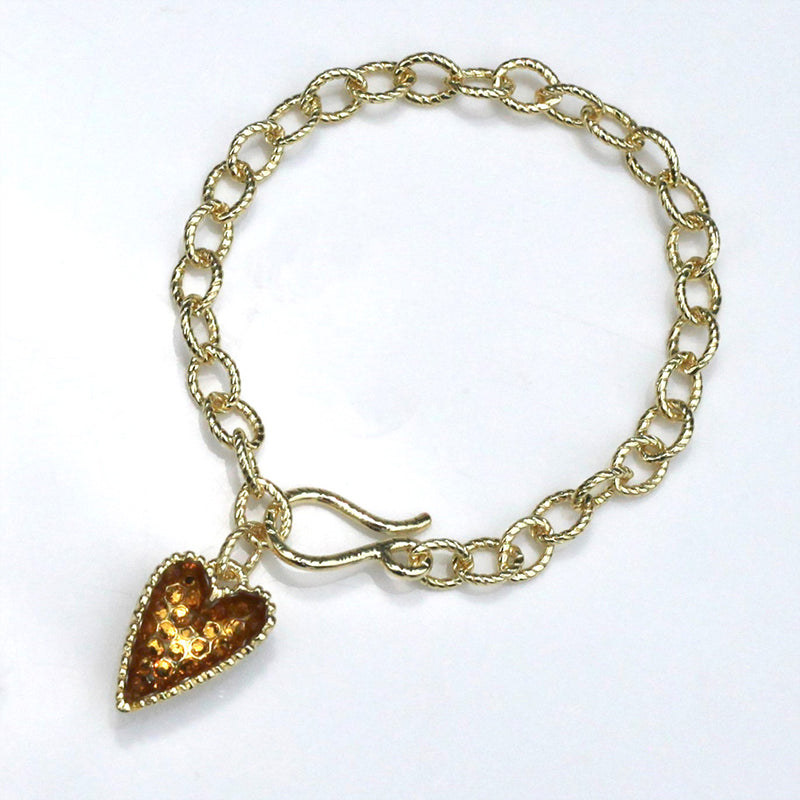 Geode Heart Bracelet in Gold