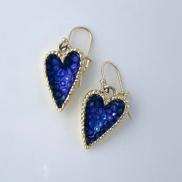 Geode Heart Earrings in Gold