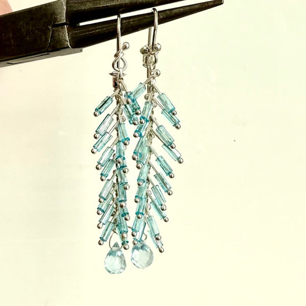 Brees Earrings: Aqua/Aquamarine teardrop