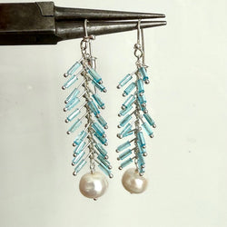Brees Earrings: Aqua/Pearl