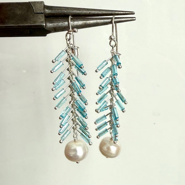 Brees Earrings: Aqua/Pearl