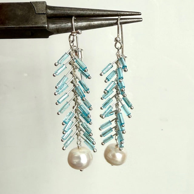 Brees Earrings: Aqua/Pearl