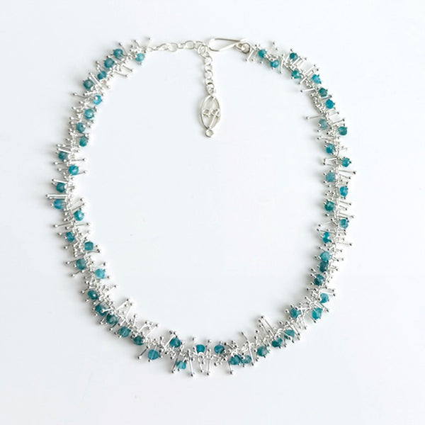 Delicate Feather 18" Necklace in Silver: Aqua