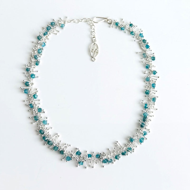 Delicate Feather 18" Necklace in Silver: Aqua