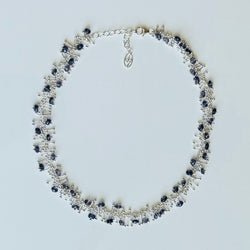 Delicate Feather 18" Necklace in Silver: Iolite