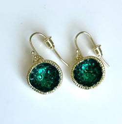 Geode Earrings in Gold: Emerald