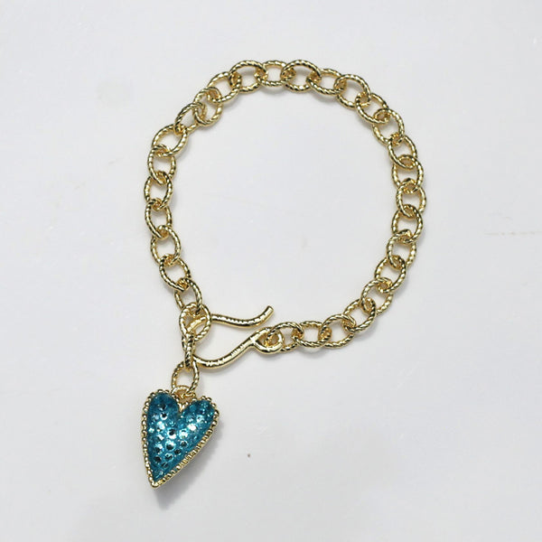 Geode Heart Bracelet in Gold