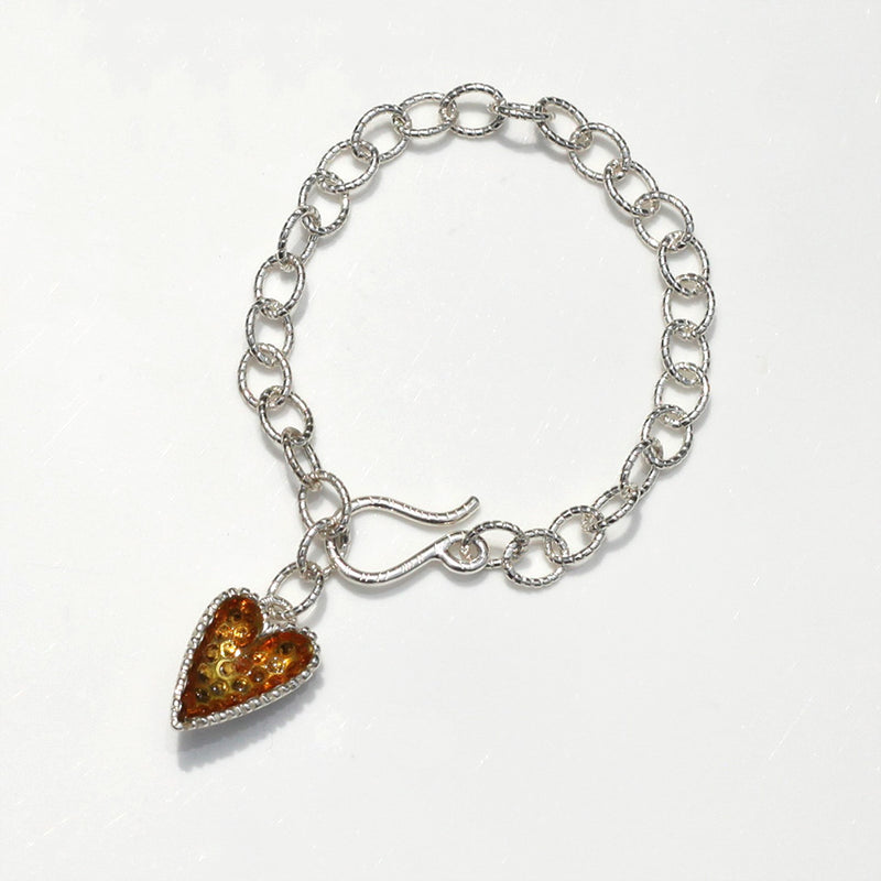 Geode Heart Bracelet in Silver