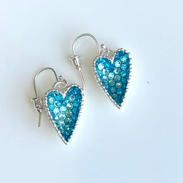 Geode Heart Earrings in Silver