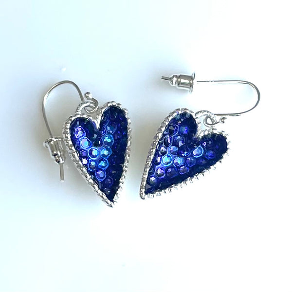 Geode Heart Earrings in Silver