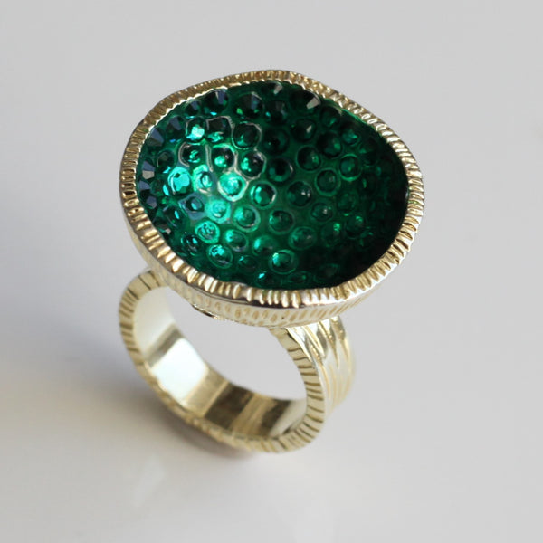 Geode Large Ring in Gold: Emerald