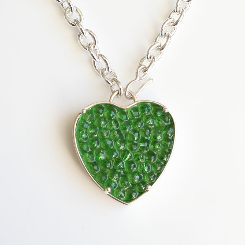 Peridot Caviar Heart Necklace