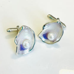 Oyster Cuff Links: Sterling Silver