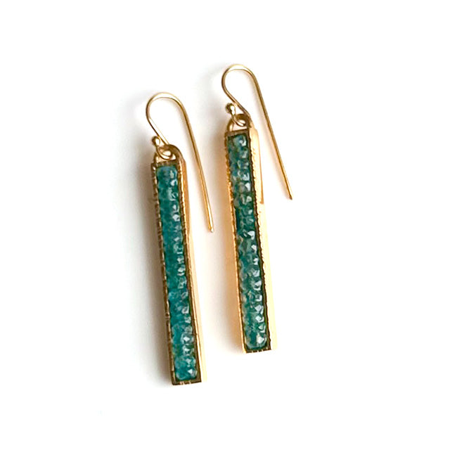 Fine Lines Earrings in Gold: Blue Moonstone