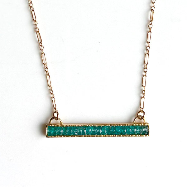 Fine Lines Horizontal Necklace in Gold: Blue Moonstone