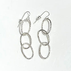 Triple Linked Earrings in Silver