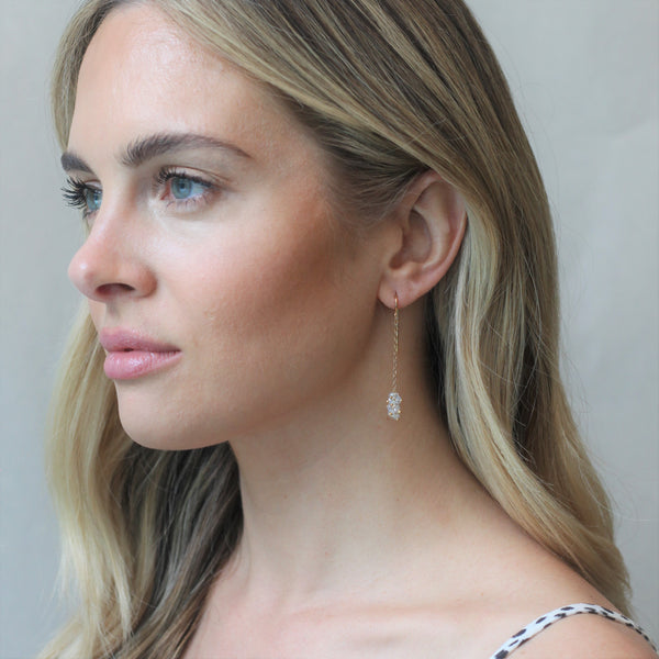 Alexis Plumb Earrings: White Diamond/Gold