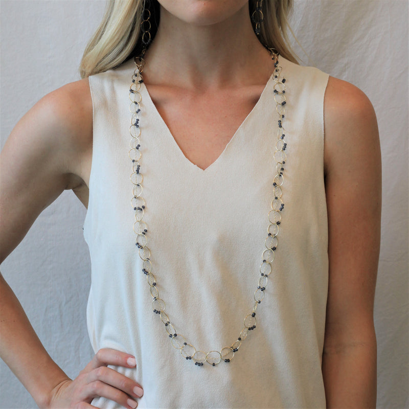 OXOXO Necklace in Gold: Iolite