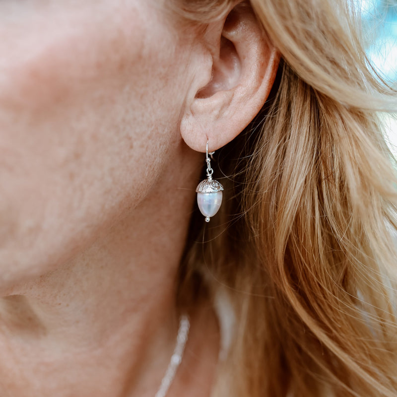 Acorn Earrings: Silver
