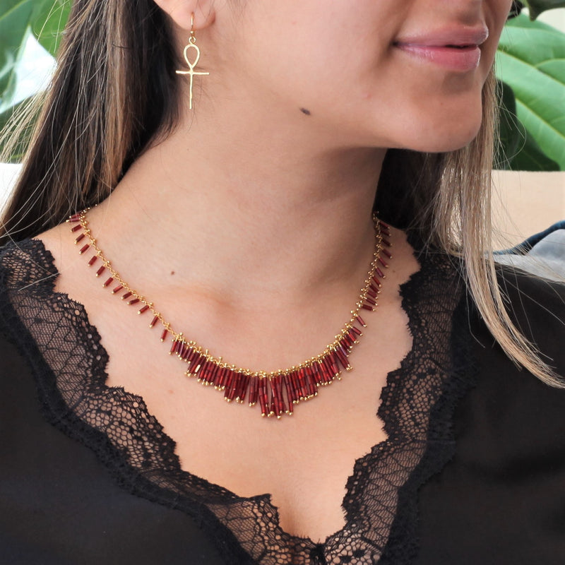 Deco Necklace: Gold/Rojo