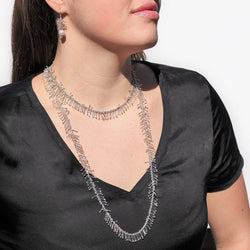 Feather Chain 36" Necklace in Silver