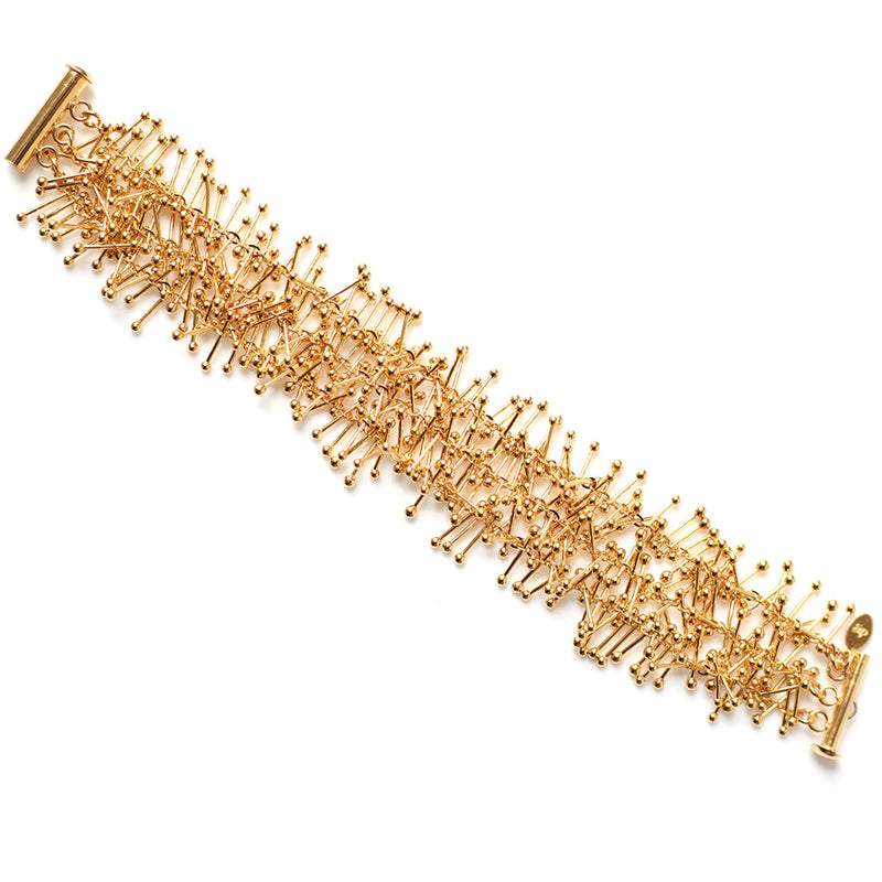 Feather Chain Triple Bracelet in Gold