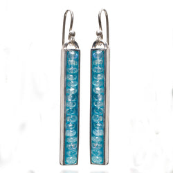 Fine Lines Earrings in Silver with Blue Moonstone