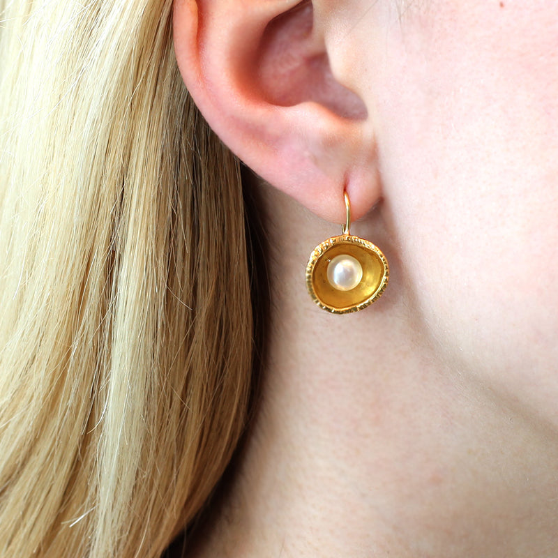 Forged Cup Earrings in Gold