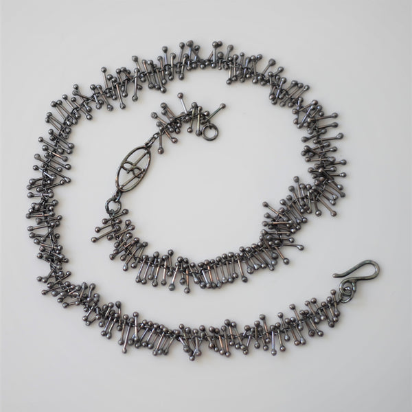 Feather Chain 18" Necklace in Patina Silver