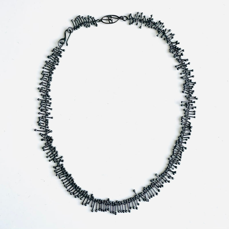 Feather Chain 18" Necklace in Patina Silver