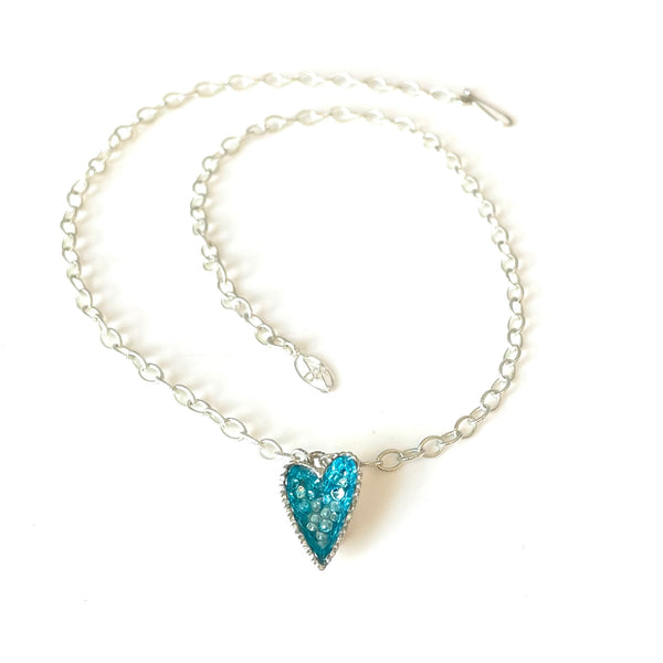 Geode Heart Necklace in Silver